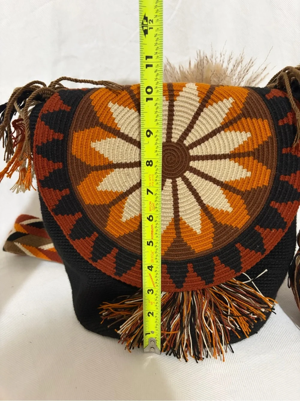 Waitusu Handmade Wayuu Crochet Crossbody Bucket Bag Boho Woven With Lid Tassel